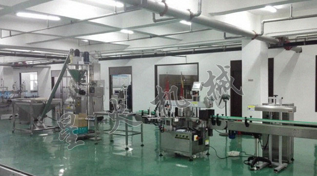 消防粉灌裝生產(chǎn)線/消防粉灌裝旋蓋貼標噴碼生產(chǎn)線