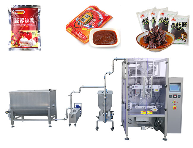 星火全自動(dòng)火鍋蘸醬包裝機(jī)設(shè)備及樣品展示